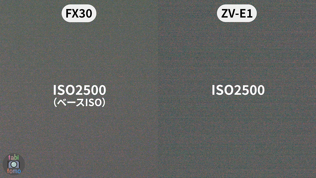 SONY ZV-E1とFX30のノイズ比較（ISO2500）