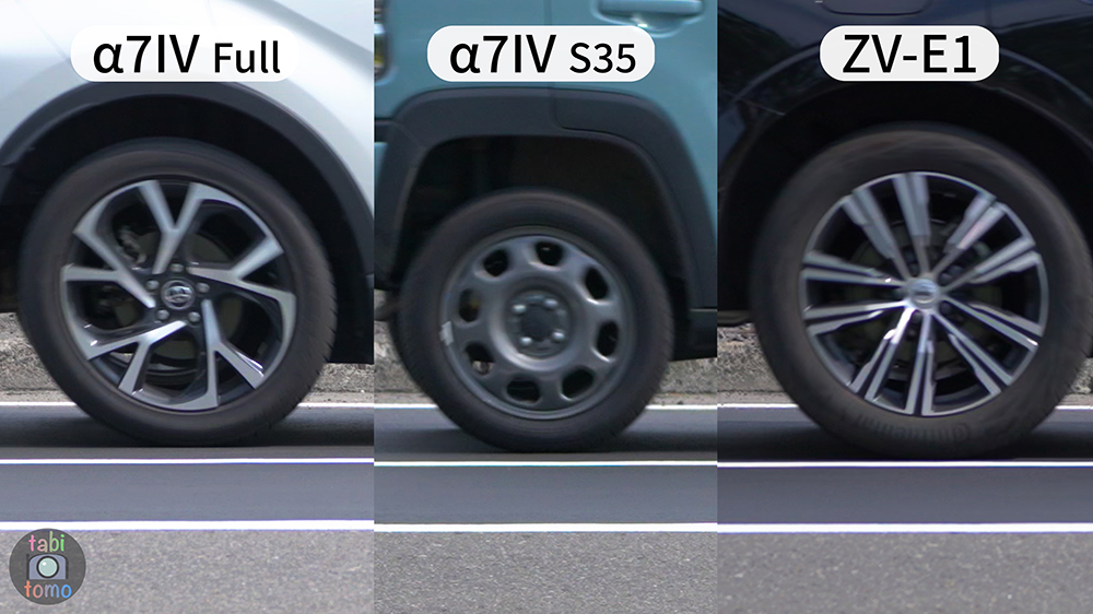 SONY ZV-E1とα7IVのローリングシャッター歪み比較